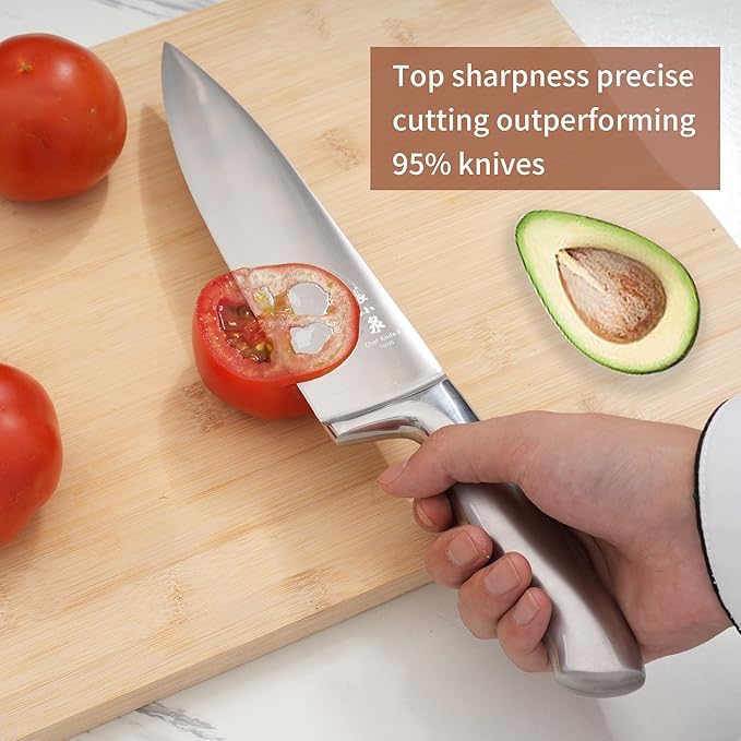 ZHANG XIAO QUAN SINCE 1628 15Pcs Knife Block Set,kitchen knife set with Built-in Sharpener Razor-Sharp High Carbon Stainless Steel Dishwasher Safe(Silver)