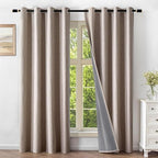 Linen Curtains 84 Inch Length 2 Panels Set, 100% Blackout Curtains Textured Thermal Insulated, Grommet Light Blocking Drapes for Living Room Bedroom Luxury Decor(52W × 84L inch, Linen)