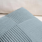 Fancy Homi Set of 2 Light Blue Decorative Throw Pillow Covers 16x16 Inch for Living Room Couch Bed, Rustic Farmhouse Boho Home Decor, Soft Striped Corduroy Textured Square Cushion Case 40x40 cm