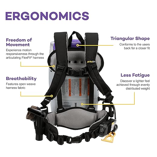 ProTeam Super Coach Pro 6 Backpack Vacuum Commercial with Telescoping Wand Tool Kit, 6 Quart, Corded, 107310