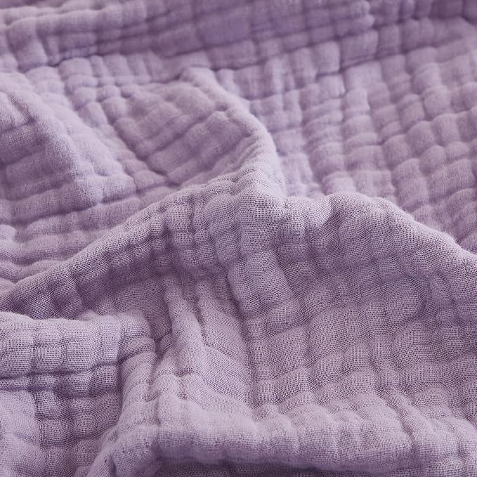 EMME Cotton Blanket Queen Size for Bed Soft Large Muslin Bed Blankets 80"x90" Lightweight Breathable All Season Gauze, Lavender