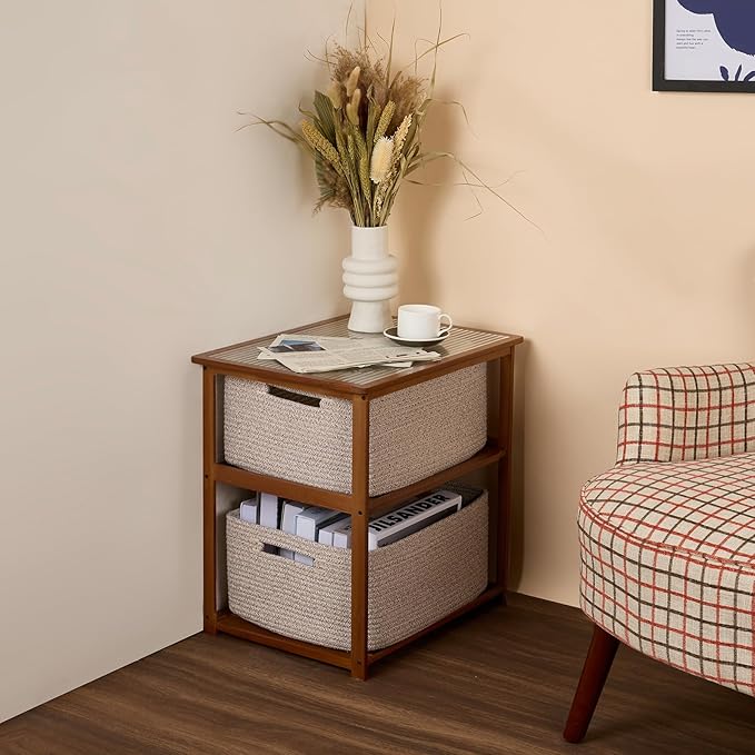 Large Storage Baskets for Organizing, Closet Shelf Baskets for Clothes Blanket Towels, Baby Nursery, Toy Bins Box, Woven Rope Baskets, 17 x 13 x 7.5”, 4 Packs Mixed Brown