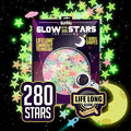 BUNMO Glow in The Dark Stars for Ceiling & Walls – 280 Piece Bright Wall Stickers, Long Lasting Non-Toxic Decals with Moons & Planets for Kids Bedroom, Nursery & Room Decor