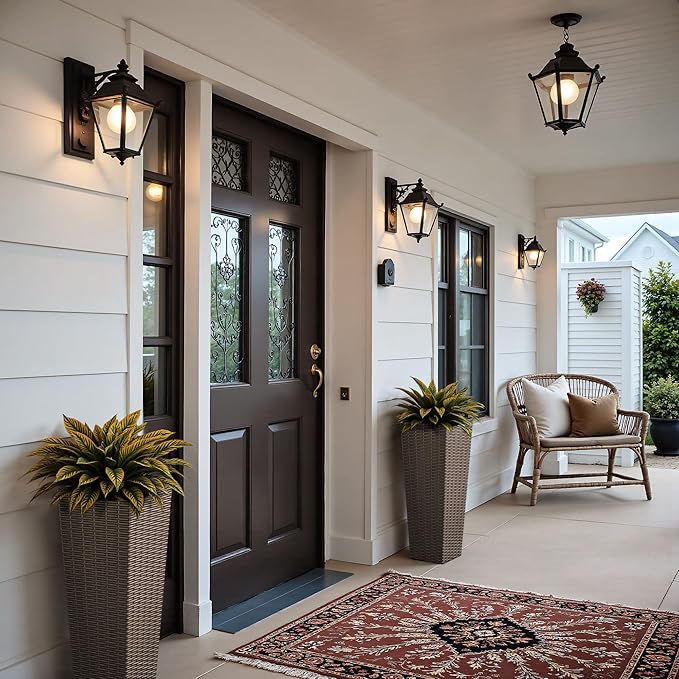 JUMMICO Set of 2 Resin Rattan Tall Planters for Outdoor Plants, Large Tapered Planters with Drainage Holes&Inner Trays, Flower Pots for Garden, Patio, Porch, Backyard (Brown, 24'')