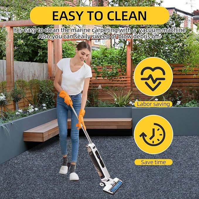 Marine Carpet,5 FT x 10 FT Dark Gray Indoor Outdoor Carpet 0.2" Thick Boat Carpet with Water-Proof TPE Backing, Non-Slide Outdoor Marine Carpet Roll for Home, Patio, Porch, Deck