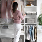 TheWarmHome Storage Bins - Medium 3 Pack Storage Baskets for Organizing Shelves | Fabric Storage Cubes Organizer for Linen Closet Nursery Home Decor Grey