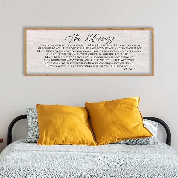 LuZhiQiang The Blessing Christian Song Lyrics Wall Decor 40''×15'' Scripture May The Lord Bless You Bible Verse Wall Art Sign (Wood)