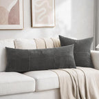 Fancy Homi 2 Packs Dark Gray Decorative Throw Pillow Covers 18x18 Inch for Living Room Couch Sofa, Rustic Farmhouse Boho Home Decor, Soft Corss Corduroy Patchwork Textured Square Cushion Case 45x45 cm