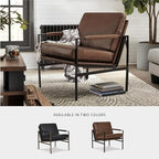 Signature Design by Ashley Puckman Mid-Century Modern Leather Accent Chair, Brown