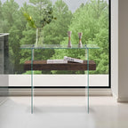 ivinta Glass Console Table with Storage, 39.4" Modern Sofa Table for Living Room, Foyer, Hallway, Bedroom 5101 (Dark Brown)