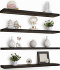 36 Inch Floating Shelves for Wall Rustic Brown Wood Wall Shelves for Bedroom Set of 4