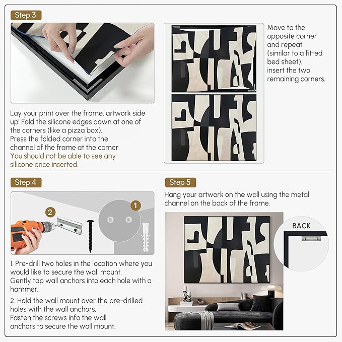 SIGNWIN 36"x46" Extra Large Framed Wall Art Black and White Abstract Geometric Design, Minimalist Modern Print for Home Living Room Bedroom Decor (Frame Assembly Required)