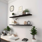 Wood Floating Shelves for Wall Decor, Rustic Wall Shelves for Bedroom Bathroom Kitchen Living Room, Set of 4 Walnut 36 Inch