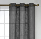 MIUCO Semi Sheer Curtains Poly Linen Textured Solid Grommet Curtains 63 Inches Long for Living Room 2 Panels (2 x 37 Wide x 63" Long) Charcoal Grey