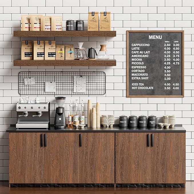 Heimlove 32 Inch Floating Shelves for Wall,Walnut 9.3" Deep Floating Shelf Set of 2,Wall Mounted Shelves for Bathroom Bedroom Living Room Kitchen Office,Shelf for Books Storage Room,Home Decor