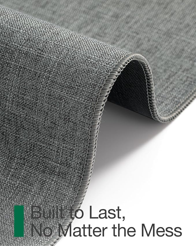 LUMI Ultra Thin Door Mat for Entryway, Low Profile Non Slip Rubber Backing Indoor Doormat, Easy Clean Welcome Entrance Mat for Inside House, Patio, Greenish Grey 20"x32"