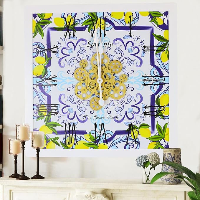 The Gears Clock Wall Clock Italy Collection with Moving Gears (Sorrento, 24 inches (60 cm))