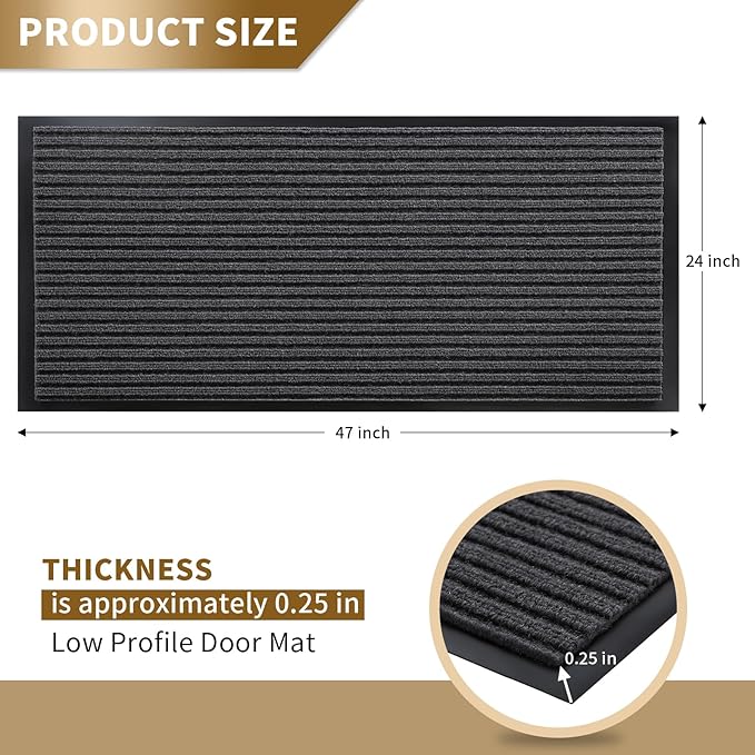 Yimobra Outdoor Door Mat - Waterproof Non Slip Entrance Mat 47x24 Grey