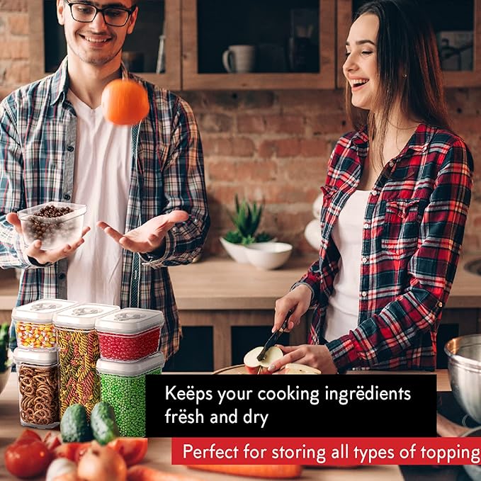 DWËLLZA KITCHEN Airtight Food Storage Containers with Lids - 5 Piece Set - Kitchen Accessories - Pantry Organization and Storage Containers for Food - Clear BPA-Free - Keeps Food Fresh & Dry