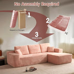 ovios 104" Cloud Sectional Couch with L-Shape Chaise,Modern Modular Sofa with Deep Seat, Upholstered Couches for Living Room Bedroom,No Assembly Required, Pink (Plush Corduroy Fabric)