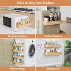 Magnetic Spice Rack for Refrigerator, Kitchen Organizer and Storage Shelf, Woodgrain (4 Pack)…