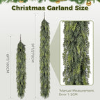 6 ft Christmas Garland, Cedar Garland, Real Touch Cypress Garlands, Green Artificial Greenery Garland for Mantel Indoor Outdoor Christmas Decorations