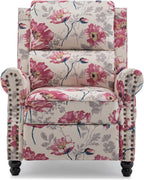 UIXE Pushback Recliner Chair, Fabric Armchair Push Back Accent Chair, Rivet Trim Club Chair Home Theater Overstuffed Single Sofa Reading Seat for Living Room, Pattern