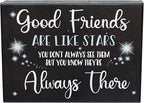 Good Friends Are Like Stars Wooden Sign – Sentimental Gift for Best Friend, Rustic Wall Hanging Decor, Friendship Keepsake, American Made, Thoughtful Birthday