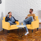 VINGLI Accent Chairs Set of 2 Living Room Chairs Yellow Reading Chair for Bedroom Scooped Arm Chair Mid Century Modern Accent Chairs Upholstered Comfy Chair for Apartment, Waiting Room