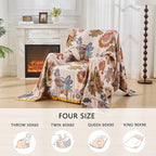Summer Boho Throw Blanket for Bed, Multi Reversible Blanket Washable Breathable,Lightweight 4-Layer King Size Quilt for Bed,Floral Birds, 100% Cotton Muslin Large Travel Throw Blanket,90"x98"