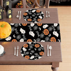 XCHI Boo Spooky Ghost Pumpkin Halloween Round Placemats Set of 4 Table Mats Table Decorations 14x14 Inch