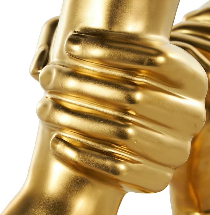 Deco 79 Ceramic Hands Decorative Sculpture Gripping Home Decor Statue, Accent Figurine 13" x 4" x 13", Gold
