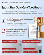 RANVOO [Vibrating & Flossing 2-in-1 AirJet Bubble Sonic Electric Toothbrush, 100% Plaque Removal, Whiter for Adult Protect Gum Orthodontic Teeth Clean Rechargeable Gift with 2 Soft Brush Heads White