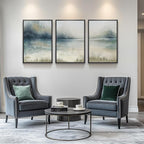 Large Framed Abstract Nature Landscape Wall Art for Living Room, 3 Piece Modern Canvas Prints Paintings Artwork for Walls, Blue Watercolor Lake Mountain Pictures for Hallway Office Wall Decor 24x36 In