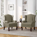 Accent Chair, High Back Upholstered Armchair with High Resilience Sponge & Wood Legs, Mid-Century Modern Comfy Single Sofa Reading Chairs for Living Room, Bedroom (Light Camel, Set of 2)