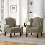 Accent Chair, High Back Upholstered Armchair with High Resilience Sponge & Wood Legs, Mid-Century Modern Comfy Single Sofa Reading Chairs for Living Room, Bedroom (Light Camel, Set of 2)