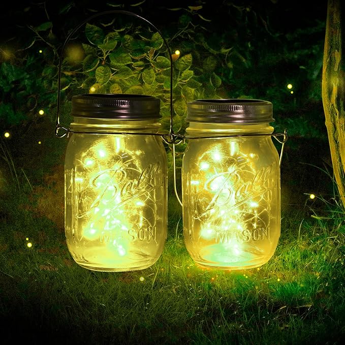 ZNYCYE Mason Jar Solar Lights for Outside, 12 Pack 30LED Fairy Firefly Lights Mason Jar Solar Lids Outdoor Waterproof String Lights with Hangers(NO Jars) for Patio Garden Yard Lawn Decor(6 Colors)