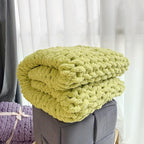 Chunky Knit Blanket Throw 48"x71", Chenille Throw Blankets, Handmade Warm & Cozy Blanket Couch Bed Home Decor, Soft Breathable Banket, Christmas for Couch Bed Sofa Best Gift (Green)