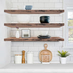 Sorbus Floating Shelves for Wall - 35 Inch Long Bathroom Shelves, Wall Decor for Bedroom, Kitchen, Living Room & Book Storage - Mounted Floating Shelf with Invisible Brackets (Mahogany, 3 Pack)