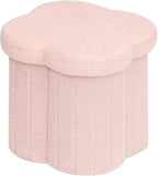 B FSOBEIIALEO Storage Ottoman Cube, Flowers Shaped Ottomans with Storage Foot Stool Footrest, Boucle Ottoman Seat for Dorm Room, Faux Teddy Fur, Pink 15"x15"x15"