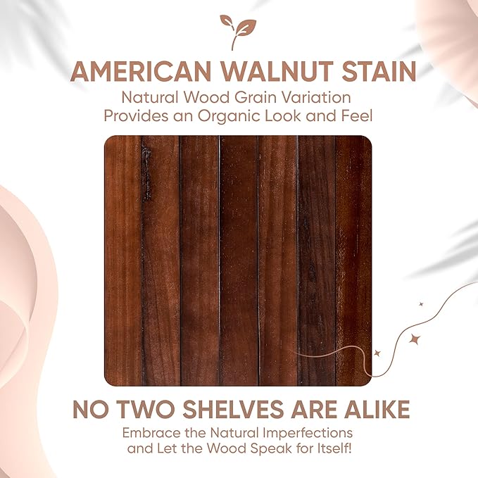 Homeforia Walnut 12 inch Floating Shelf, High End Solid Real Wood Small 12inch Floating Shelves for Wall Mounted, Dark Brown 12in Floating Shelves, Heavy Duty Bracket, 12 X 6.5 X 1.75 inches, Set of 4