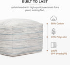 Anji Mountain 22"x22"x16" Handmade & Handcrafted Ottoman Pouf Comfortable Pouf Ottoman Foot Rest & Home Décor Accent for Living Room, Bedroom, Nursery, Kids Room, Patio