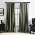 RAIN CITY Extra Wide Linen Blackout Curtains & Drapes with Hooks 70 in Width for 60&72 Inch Window 2 Panels,Back Tab Pleated Curtains for Track System Sliding Glass Door 70x102,Loden Olive Green