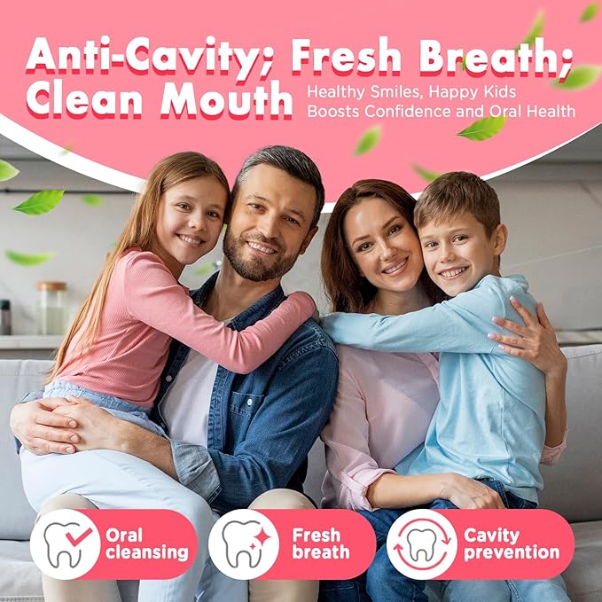Mouth Spray for Kids, Toddler Toothpaste Helper, Fluoride Free Baby Toothpaste Cavity Protection, Oral Care with Natural P113+ Antibacterial Peptide - for Newborns to Age 6, Strawberry