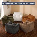 Giant Bean Bag Chairs for Adults, Oversized Chaise Lounge Chair Indoor with Memory Foam - Plush Boneless Lounger & Ottoman for Bedroom, Living Room, Gaming & Reading, Lazy Floor Sofa Chair, Beige
