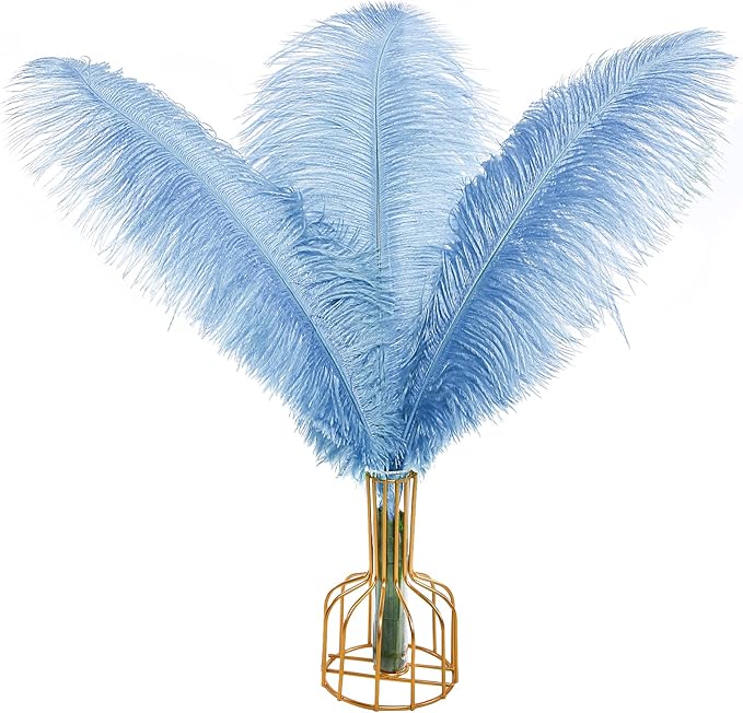 THARAHT Baby Blue Ostrich Feathers 12pcs Large Natural Bulk 12-14Inch 30cm-35cm for Wedding Party Centerpieces Easter Gatsbi and Home Decoration Feathers