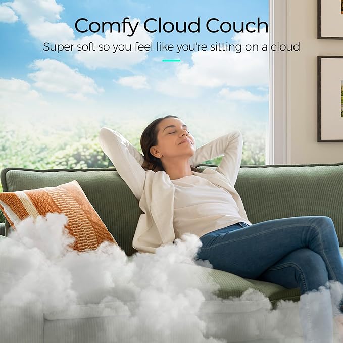 LINSY HOME Modular Sectional Sofa - 123'' Oversized Corduroy Cloud Couch L Shaped Couch with Movable Ottoman Soft Modern Comfy Sofa for Living Room Apartment Office, Green