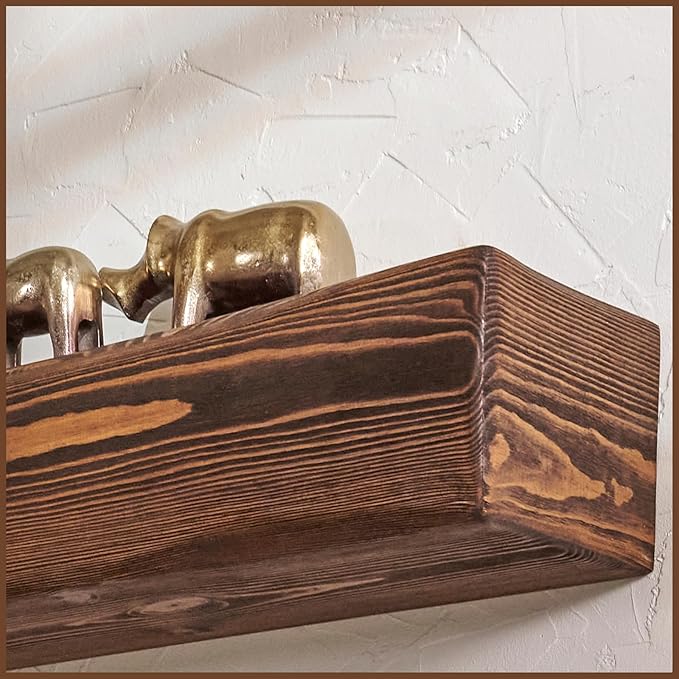 Handmade Fireplace Mantel Shelf, Extra Wide Rustic Wood Mantles for Over Fireplace, Wall Mounted Floating Mantel Shelves for Living Room Decor (Light Walnut, 72 inches)