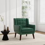 UIXE Faux Leather Accent Chair, Modern Arm Club Chair Upholstered Armchair for Living Room, Comfy Single Sofa Seats Button Tufted Reading Seating, Green