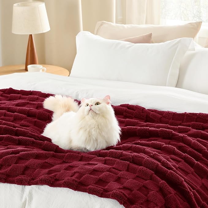 Bedsure GentleSoft Red Throw Blanket for Couch - Super Soft Cozy Blankets Gifts for Women Men Girls, Cute Small Fleece Throws for Bedroom Home Decor, 50x70 Inches